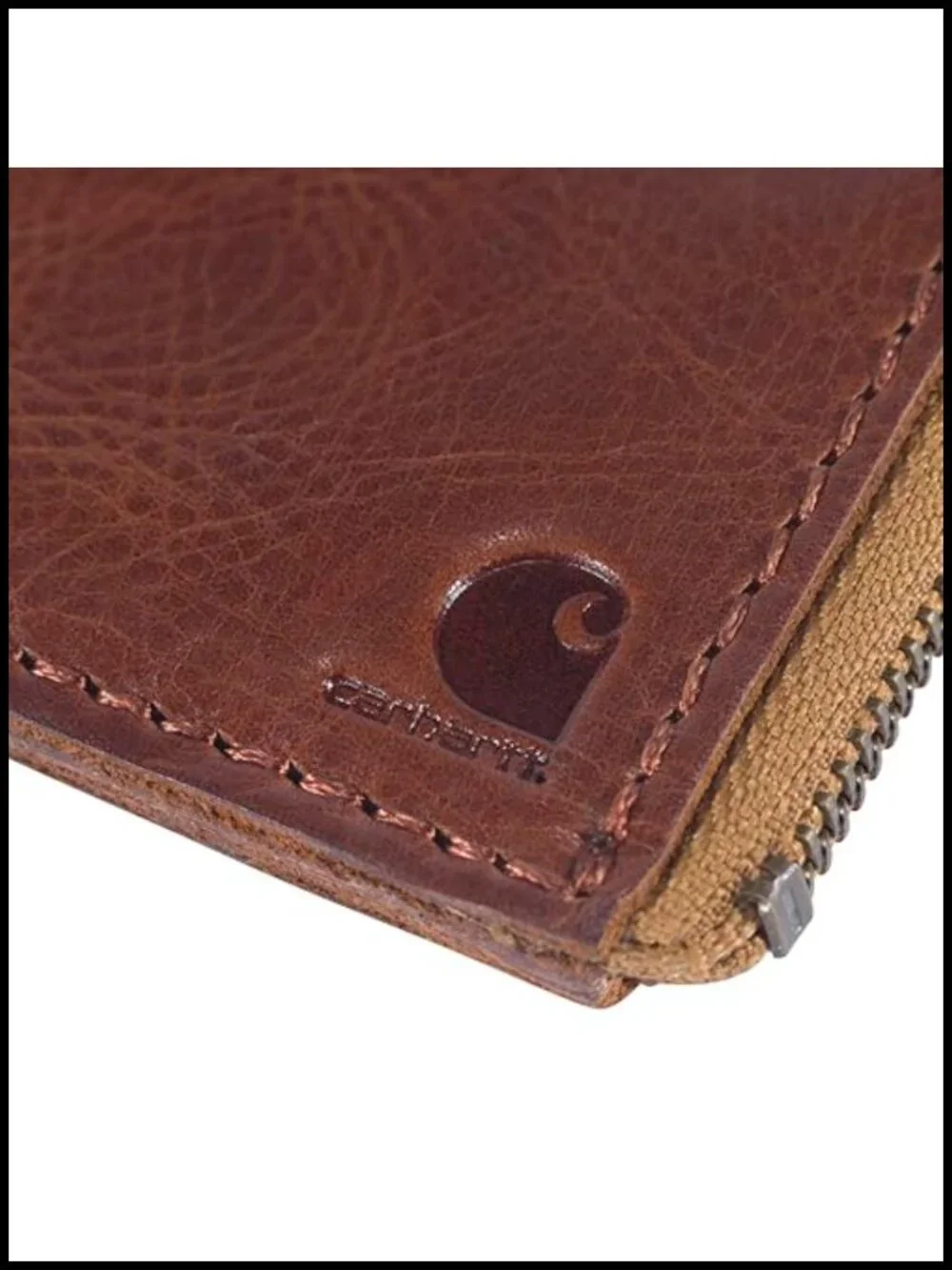 Full Grain Patina Leather Zip Wallet Bifold Front Pocket